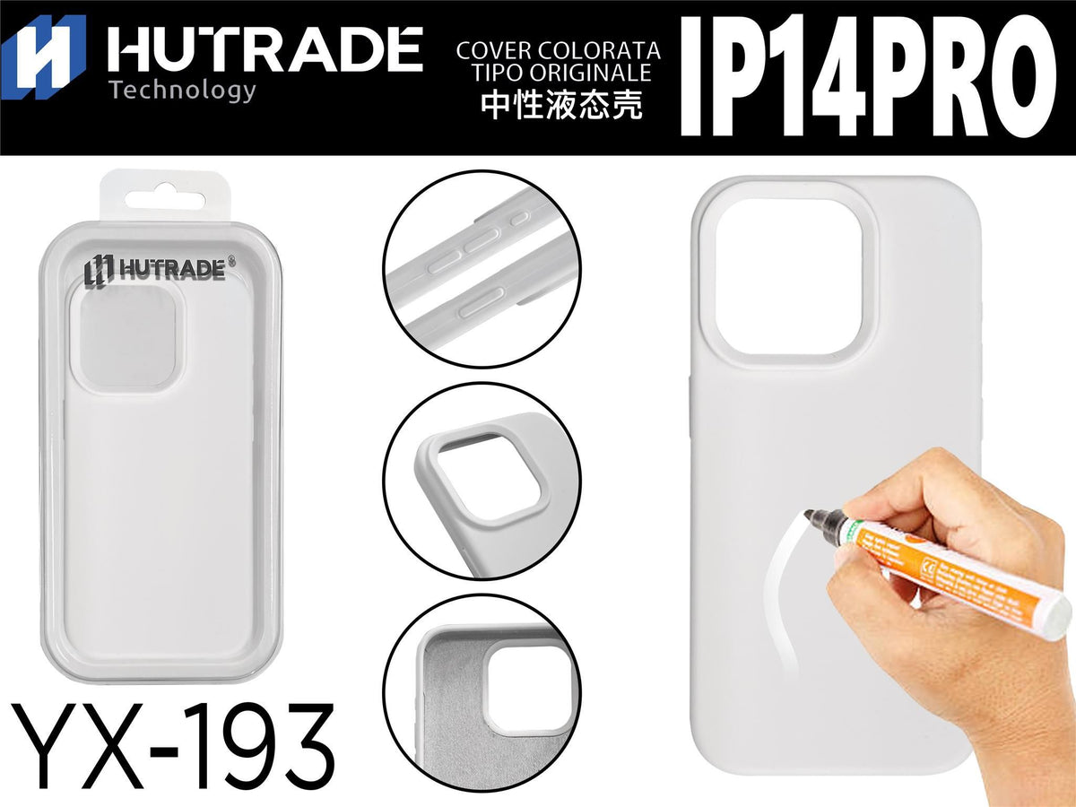 YX-193 COVER COLORATA IN GOMMA IP14 PRO BIANCO