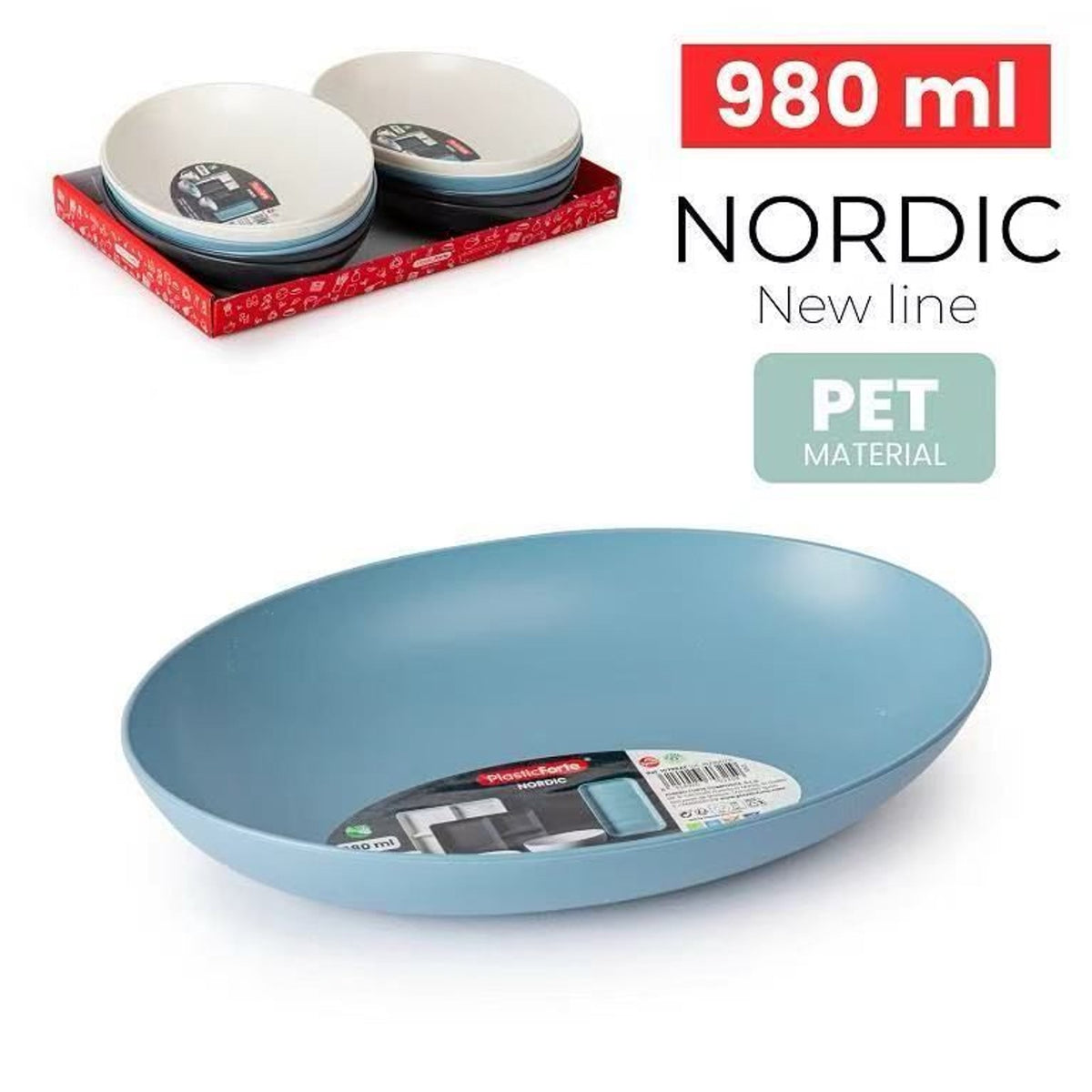 PIATTO OVALE NORDIC 980ML PLASTICA 25.5X18X4.5CM
