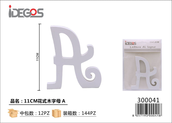Lettera e simbolo decorativi in legno fantasia, 11 cm