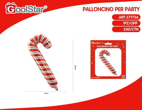 Palloncino foil a bastoncino natalizio a righe