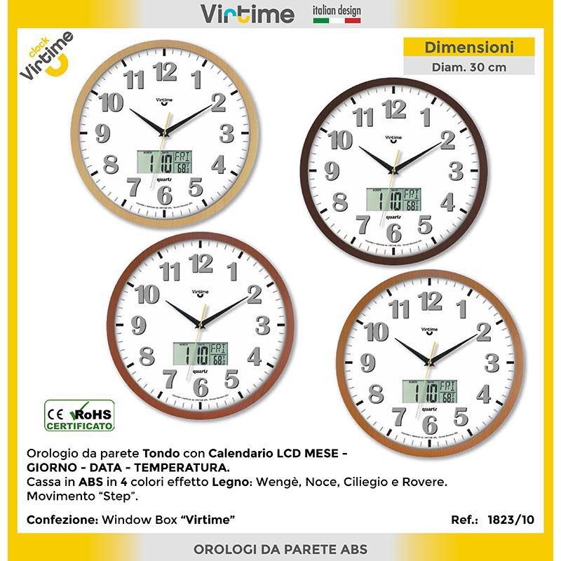 VIRTIME OROLOGIO TONDO D.30 LEGNO