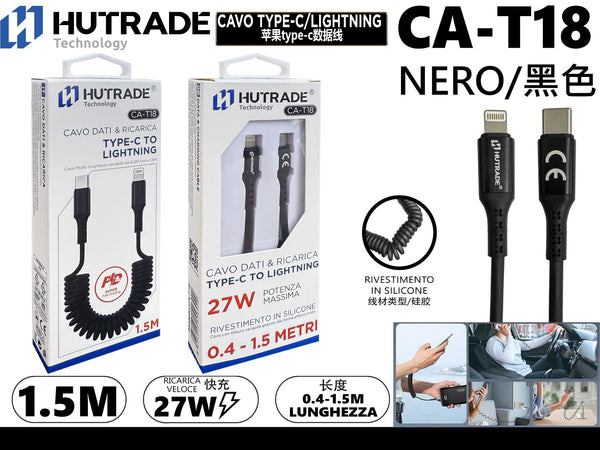 CA-T18 CAVO A MOLLA TYPE-C TO LIGHTNING 1.5 METRI 27W