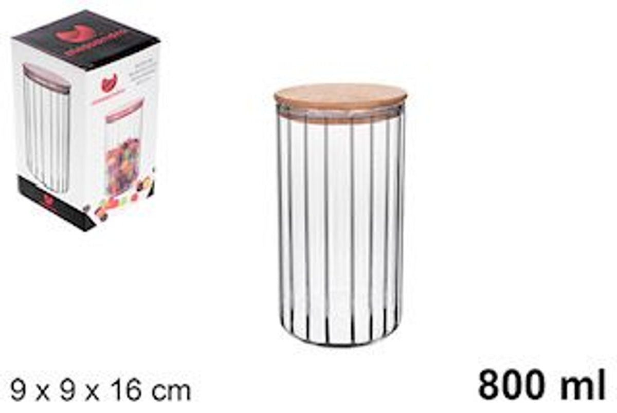 C.M BARATTOLO MULTIUSO IN BOROSILICATO CON COPERCHIO IN BAMBU 800ML