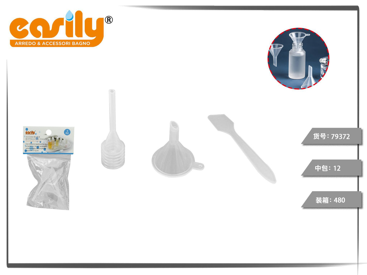 Set travaso con imbuto, pipetta e spatolina, 3 pezzi