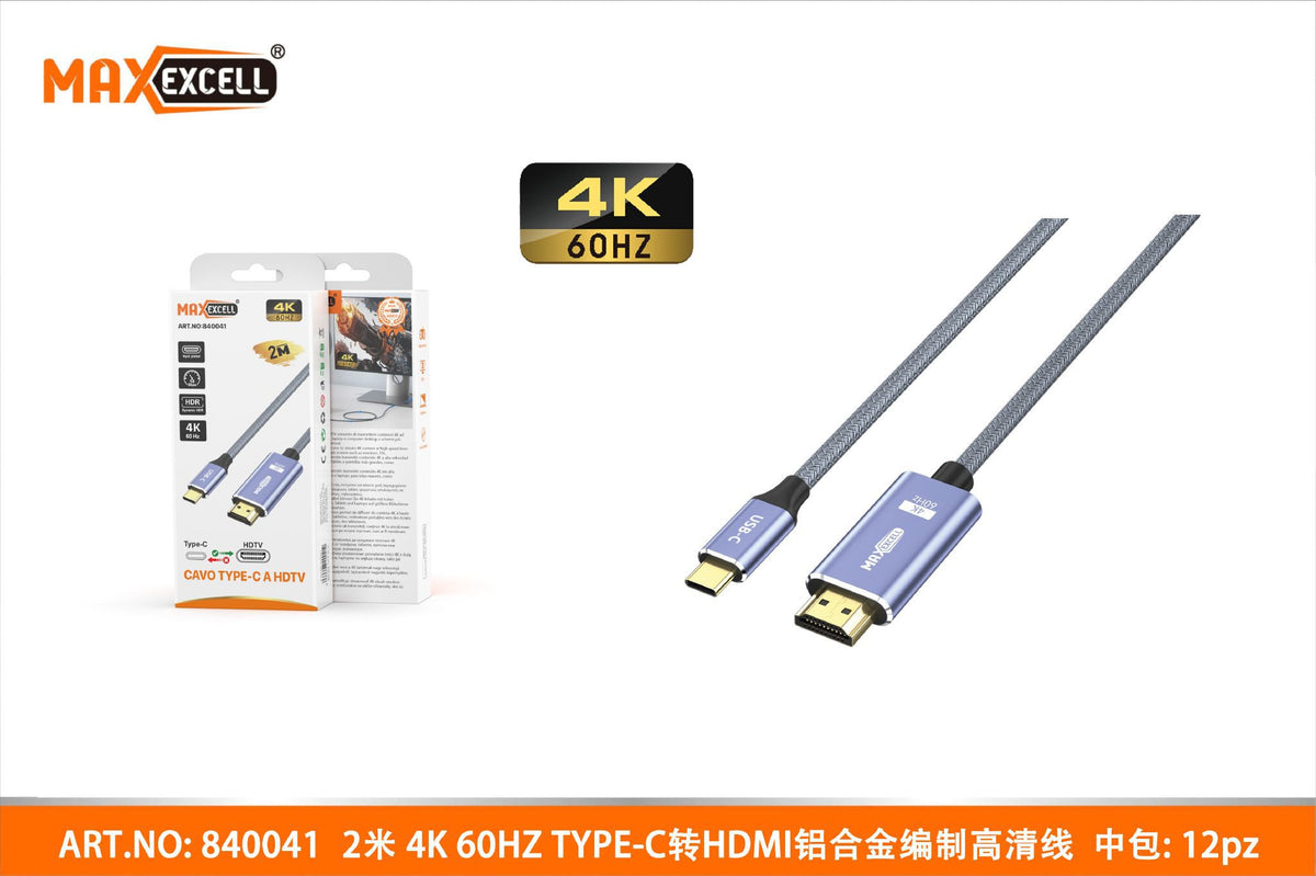 Cavo TYPE-C a HDMI 2M 4K 60HZ