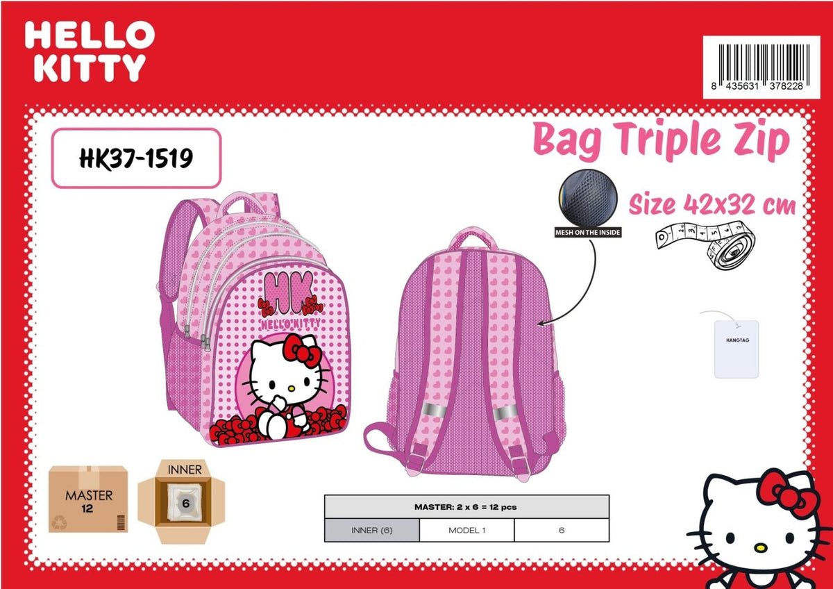 Zaino scuola – HELLO KITTY TRIPLE ZIP BAG 42X32 HK371519