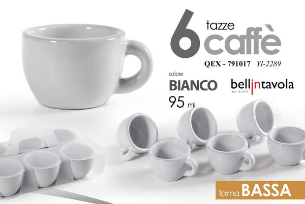 Tazzina da caffè YI-2289, 95 cc, confezione da 6 pezzi