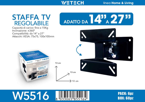 Staffa tv regolabile 14-27 15kg