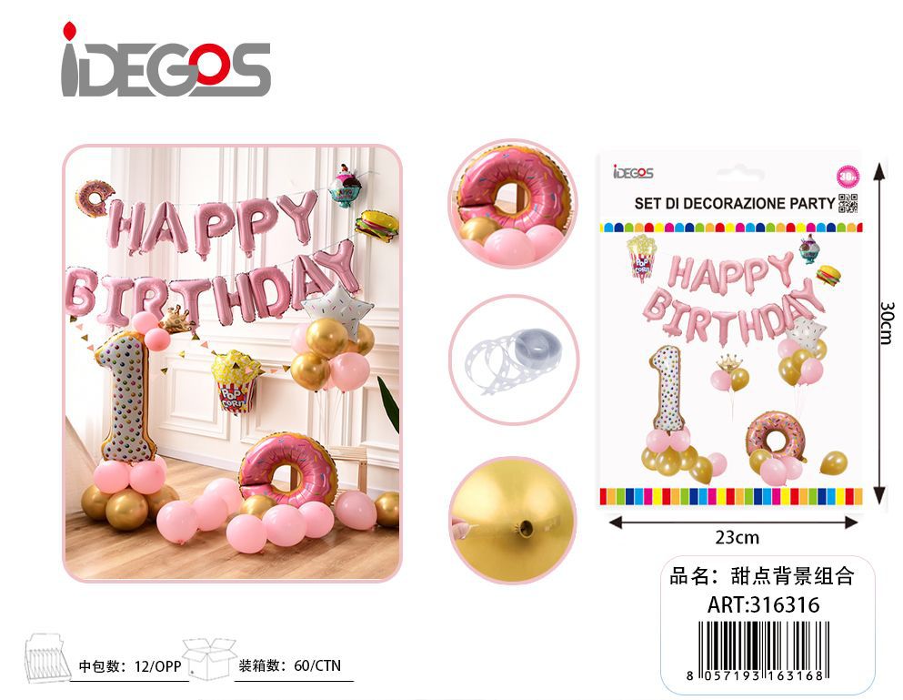 Kit palloncini e festoni 1 compleanno rosa