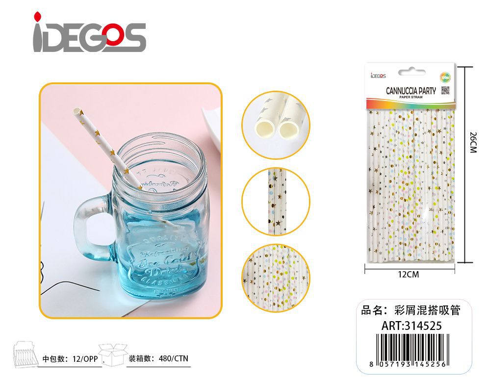 Cannucce di carta colore misti 50 pezzi