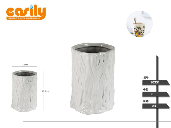 Bicchiere bagno con rilievo effetto corteccia