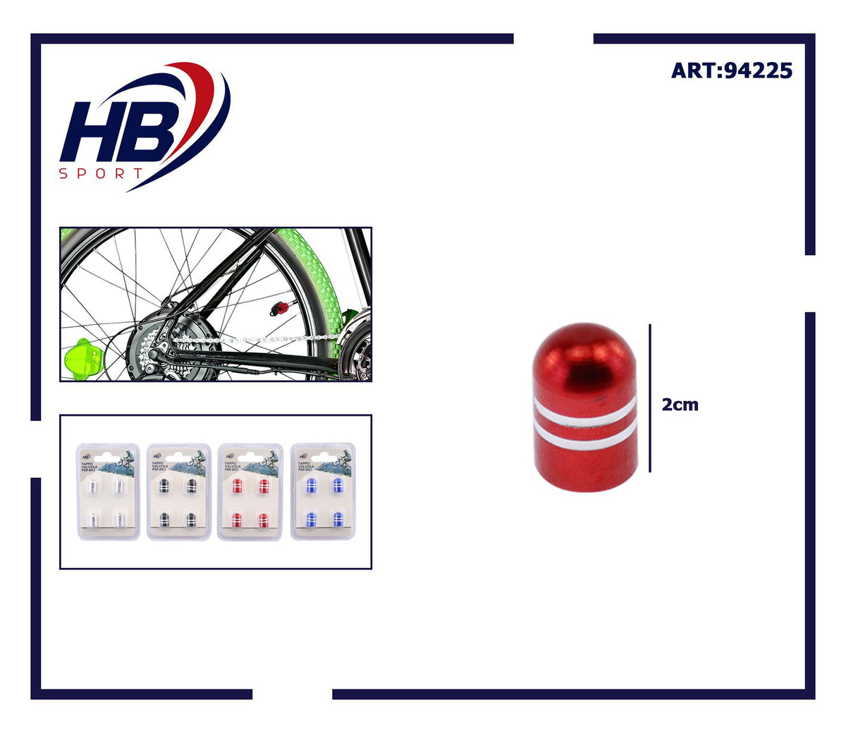 Tappi valvola per bicicletta, set di 4, 2 cm