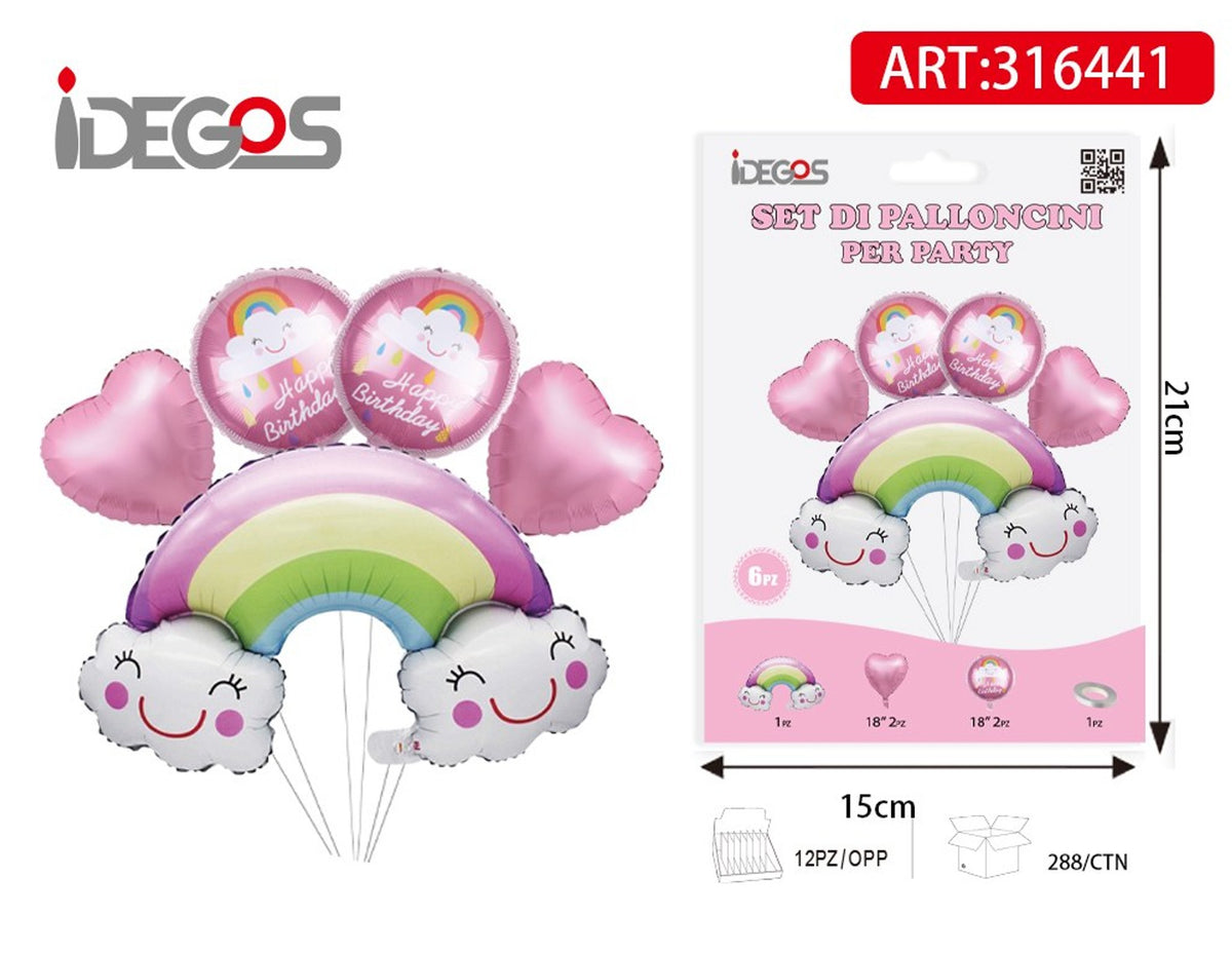 Set di palloncini rosa arcobaleno