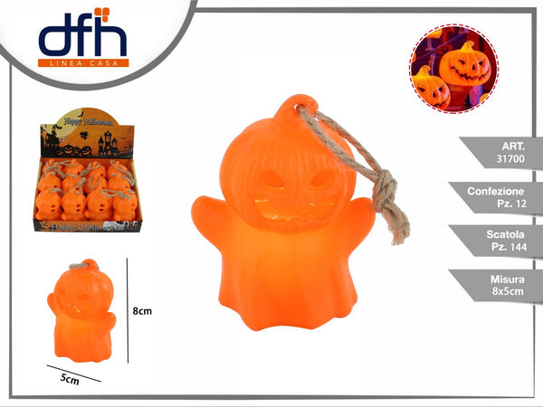 Lanterna Halloween a zucca con cordino, 8 cm