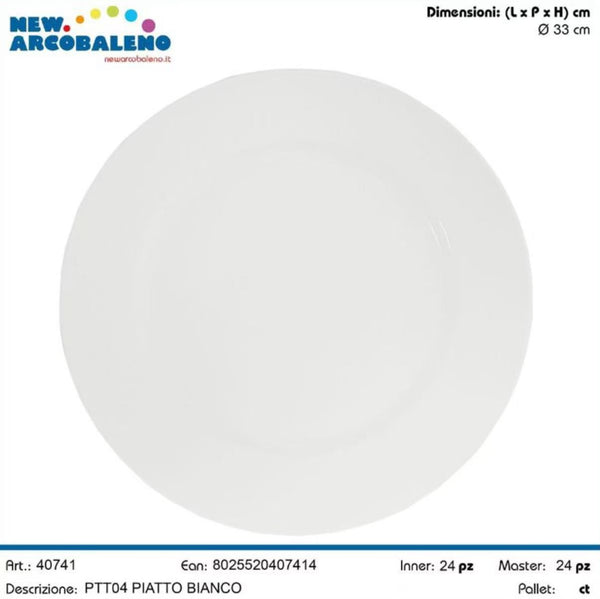 ARCOBALENO PIATTO PLASTICA 33CM BIANCO
