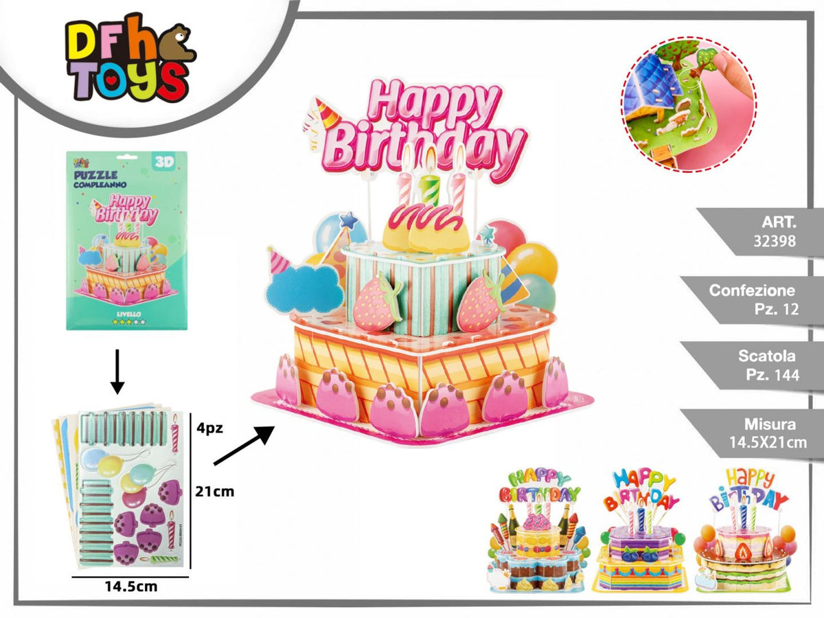 Puzzle 3D torta di compleanno da assemblare