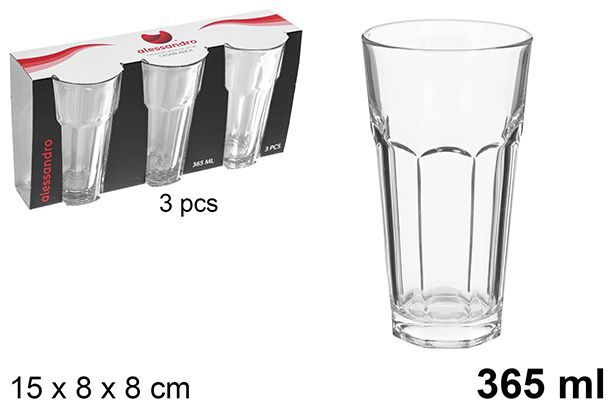 C.M PACK 3 BICCHIERI VETRO DA ACQUA 365ML CASABIANCA