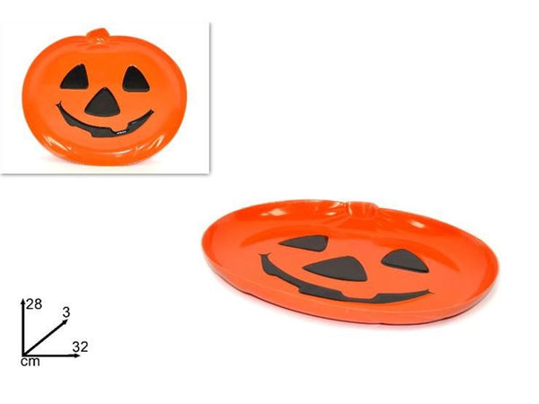 Piatto Halloween arancione a forma di zucca, 32 cm