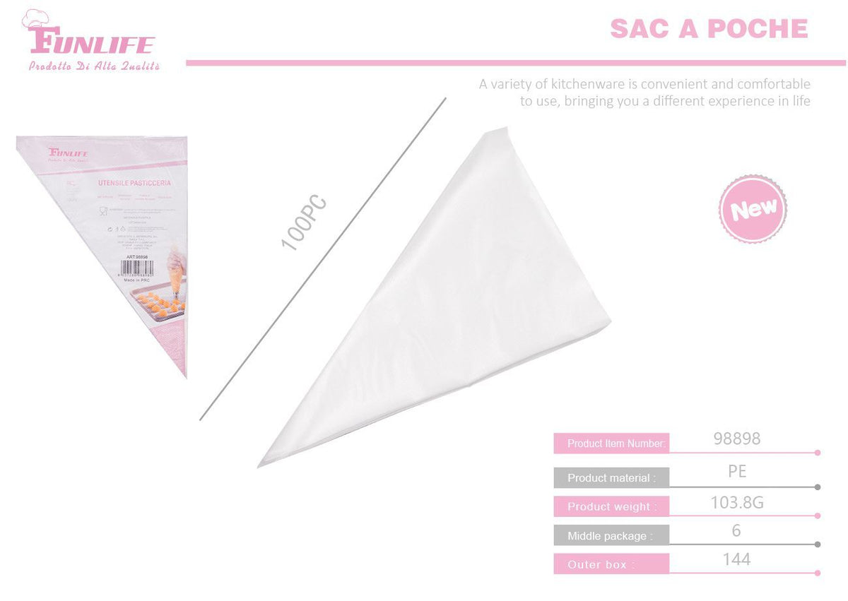 Sac à poche, confezione da 100 pezzi, taglie S/M/L