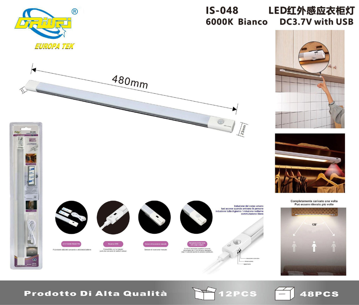 Luce per armadio con sensore