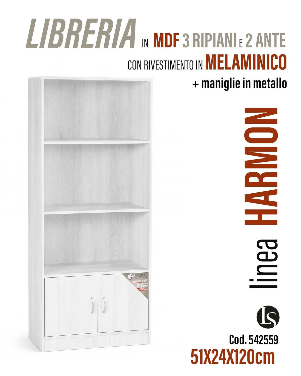 Libreria LS518-1, bianco