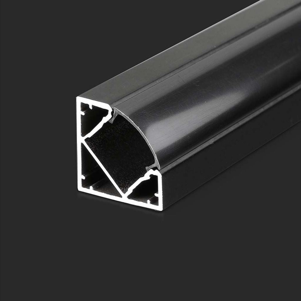 Profilo angolare nero con diffusore per LED da 2 m