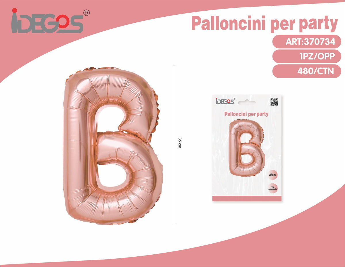 Palloncino Lettera B Oro Rosa 35cm