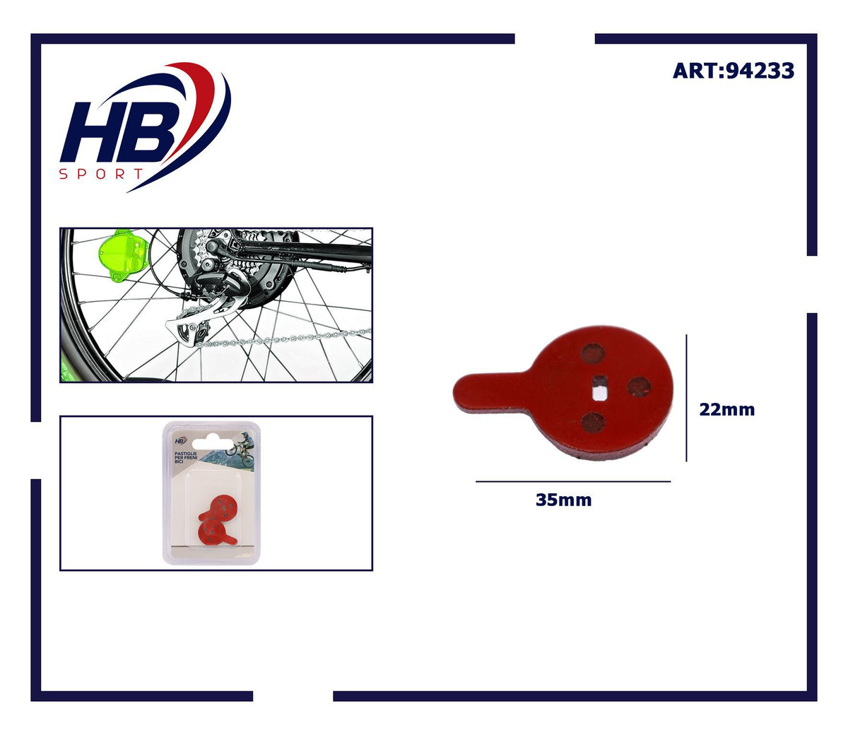 Pastiglie per freni bicicletta, 2 pezzi, 35 × 22 mm
