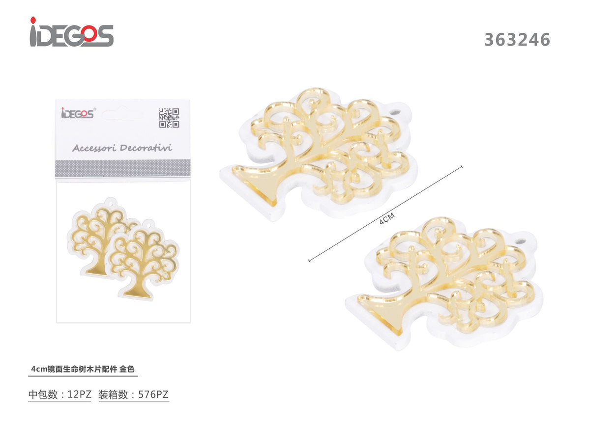 Decorazione Albero della vita a specchio, oro, 4 cm