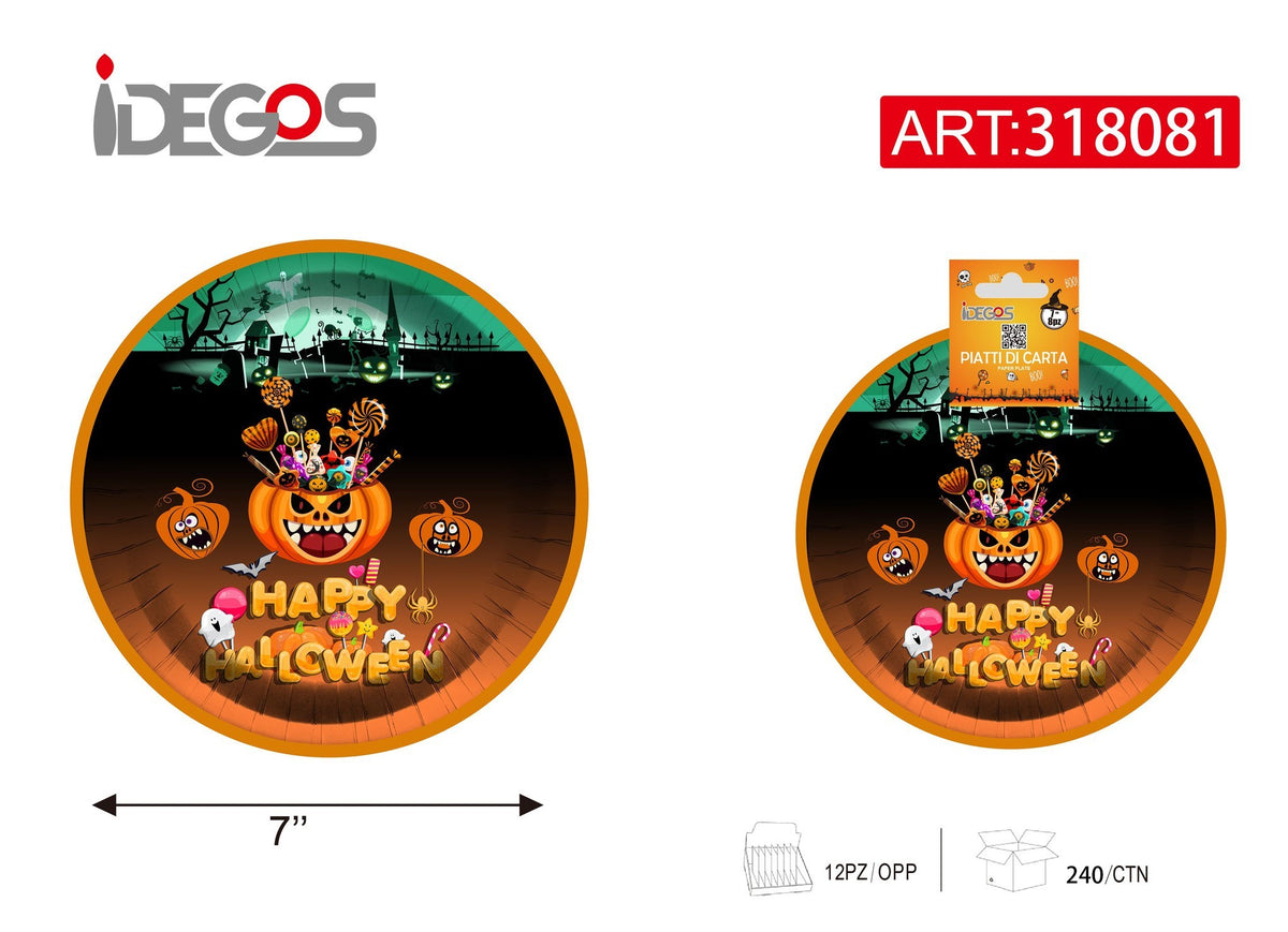 PIATTI DI CARTA Rotondo 9P HALLOWEEN 6PZ