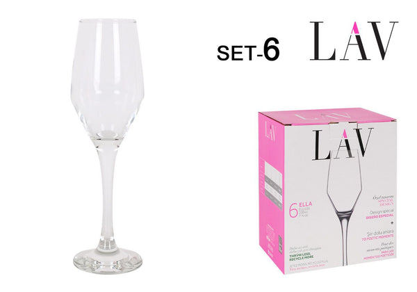 INDE SET 6 BICCHIERI VETRO CHAMPAGNE 1300CC ELLA