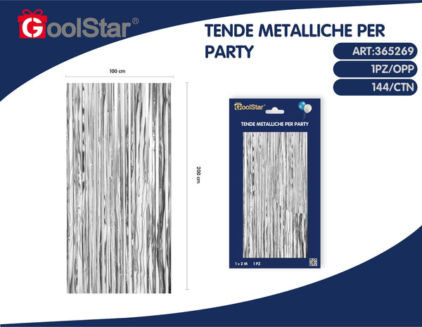 Tenda decorativa a frange metallizzate, argento, 18 anni