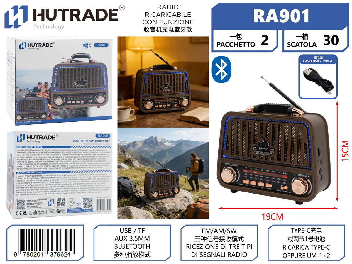 RA901 RADIO RICARICABILE CON FUNZIONE BLUETOOTH