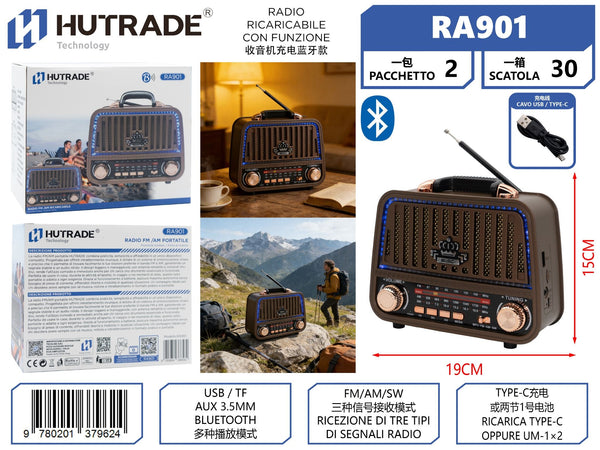 RA901 RADIO RICARICABILE CON FUNZIONE BLUETOOTH