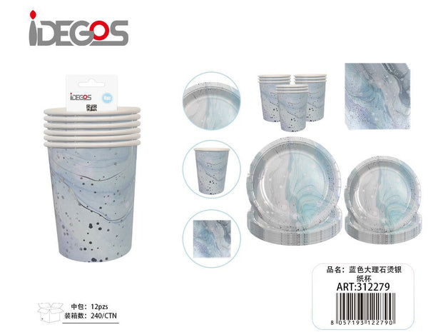 Bicchieri di carta celeste 6 pezzi