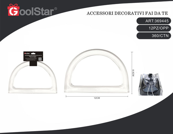 Manico per borsa GoolStar in acrilico trasparente, 12 × 8,5 cm