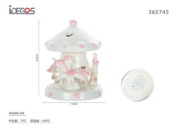 Giostra decorativa in ceramica, rosa, modello YH2402-61P
