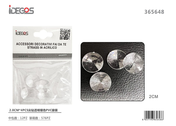 Strass decorativi trasparenti argentati, forma appuntita