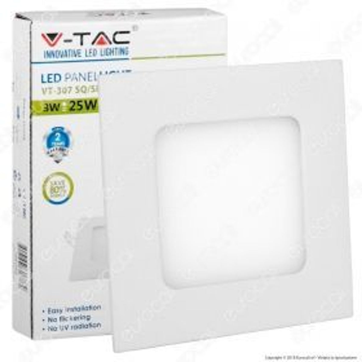 Pannello LED V-TAC quadrato da incasso 3 W 4000 K
