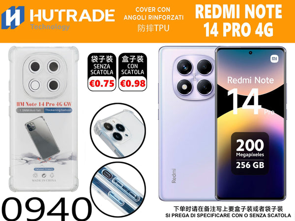 COVER TRASPARENTE BORDO ANTIURTO REDMI NOTE 14 PRO 4G – 0940 014358