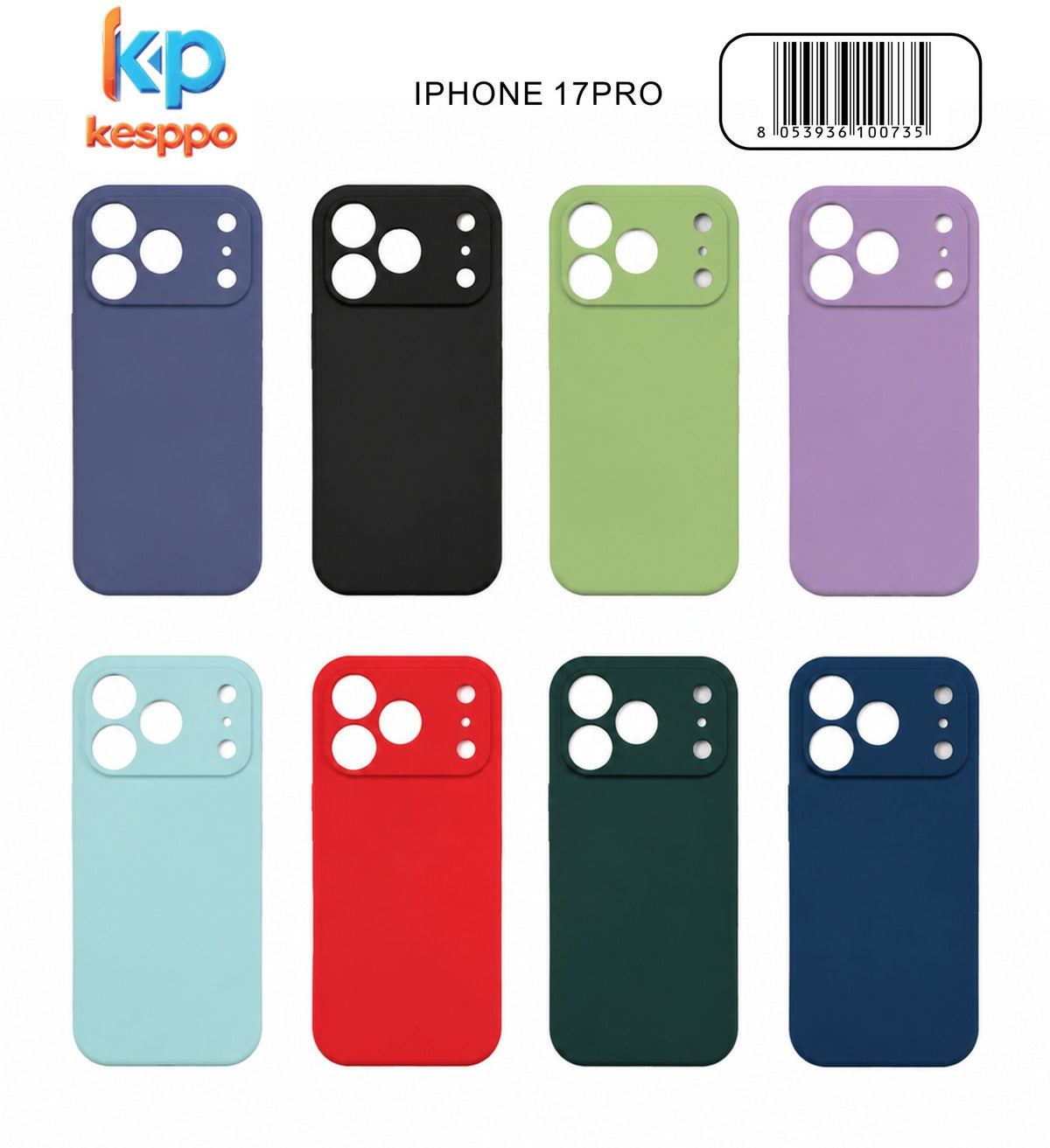Custodia per iPhone 17 Pro – a tinta unita, in silicone, con aperture sagomate