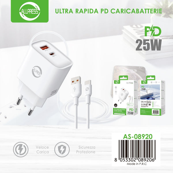 Caricabatterie con cavo USB a USB-C — 25 W
