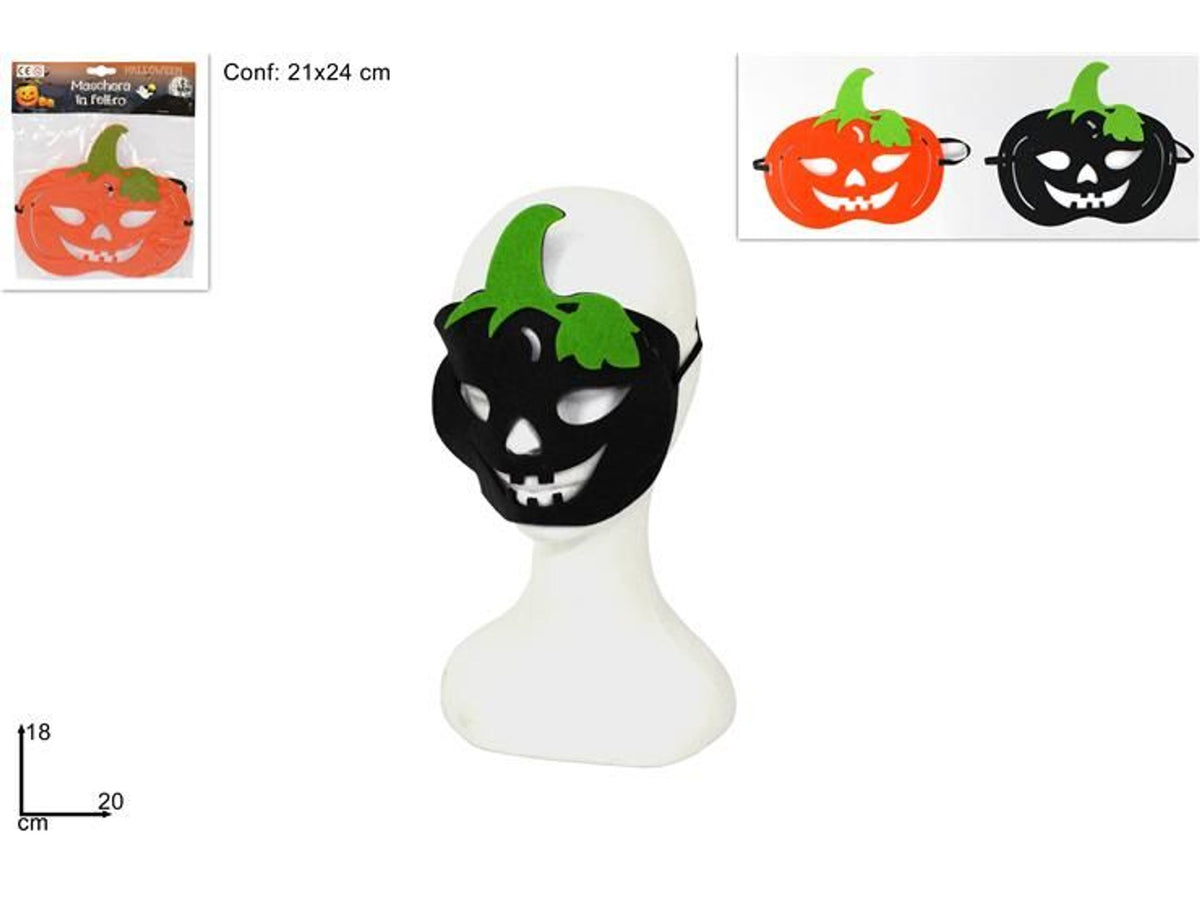 Maschera zucca Halloween in feltro, 20 × 18 cm