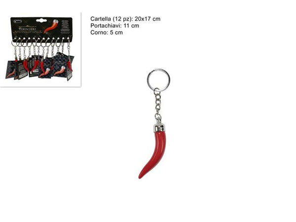 Portachiavi con corno rosso, 11 cm