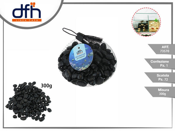 Pietre decorative nere per acquario, 300 g