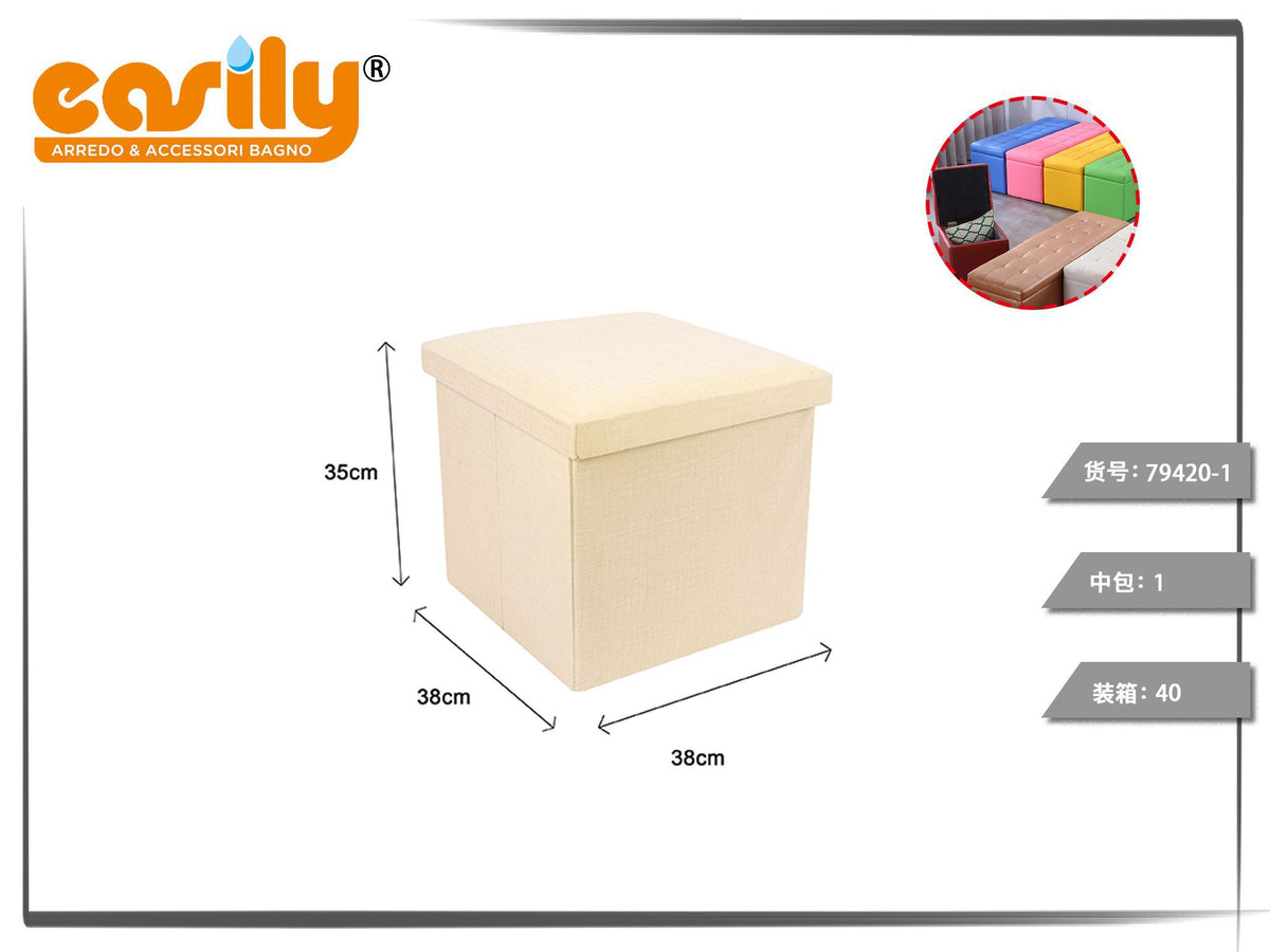 Pouf contenitore rivestiti in formato quadrato e rettangolare