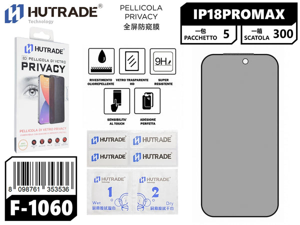 F-1060 PELLICOLA DI VETRO PRIVACY IP18 PRO MAX
