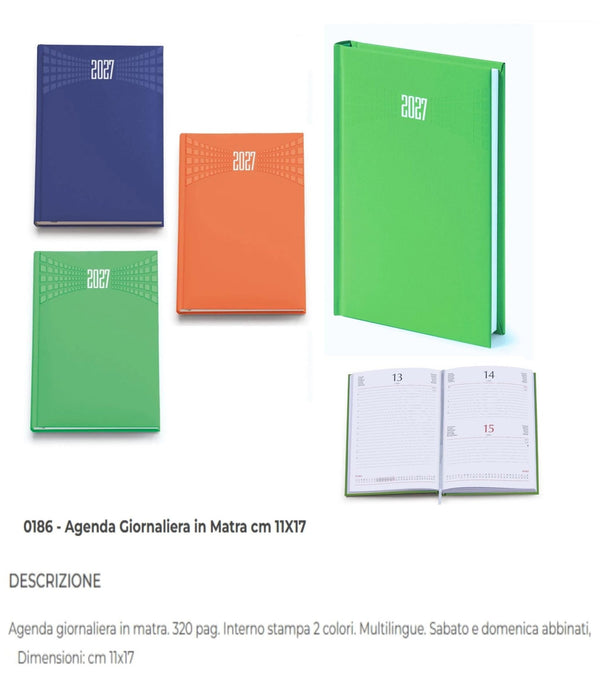 Agenda giornaliera 2027, 11 × 17 cm, articolo 186