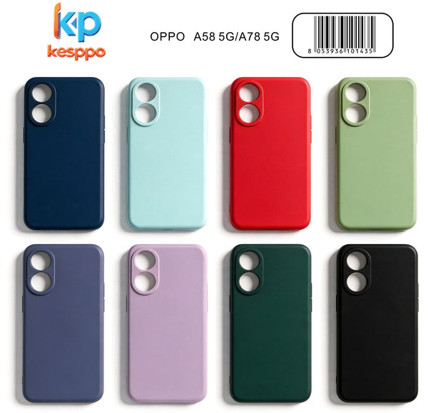 Custodia per OPPO A58 5G / A78 5G – a tinta unita, in silicone, con aperture sagomate
