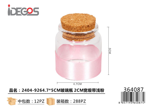 Bottiglietta in vetro con nastro rosa, 2404-926, 4,7 x 5 cm